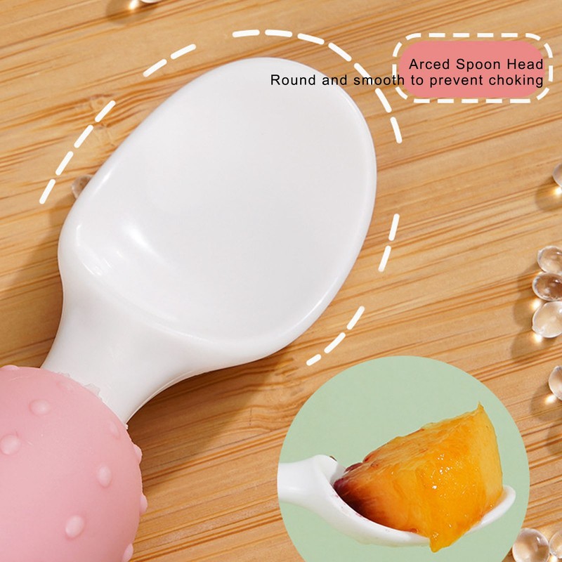 Baby Spoons Forks Set Short Handle Silicone Self Feeding Utensils