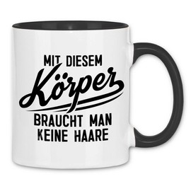 wowshirt Tasse Mit Diesem Körper Braucht Man Keine Haare Glatze Haarausfall, Farbe:White - Black