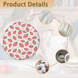 Sourdough Starter Jar Cloth Covers, Cute Strawberries and Hearts Gifts for Women Bakers, 5-Pack Stretchy Lids for 3"-4" Jar Mouths