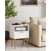 Aienvey Nightstand,Fluted Bedside Table with Gold Frame,White Nightstand,Bedside Furniture, Modern