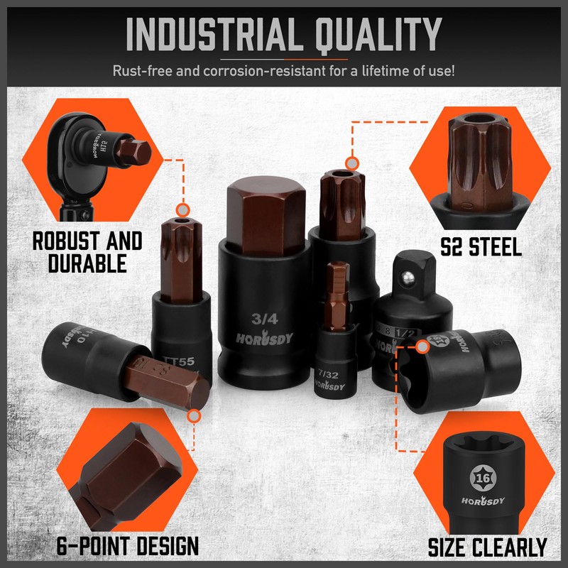 HORDSY 66-Piece Allen & Torx Bit Socket Set - S2