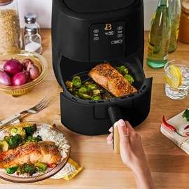 Beautiful 3-Quart Digital Air Fryer with TurboCrisp Technology by Drew Barrymore – 4 Preset Functions, 1200W Power, Non-Stick Coating, Dishwasher Safe Basket (Sage Green)