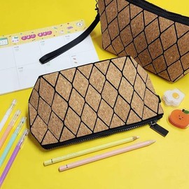 Cork pattern makeup pouch, cosmetic pouch, cosmetic bag, travel pouch / 코르크 패턴 메이크업 파우치 중 화장품파우치 화장품가방 여행파우치
