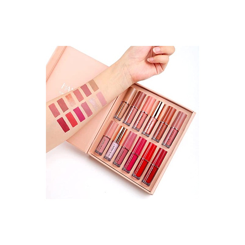 12 Colors Matte Nude Lipstick Set Velvety Long Lasting Non-stick