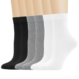 Women Thin Socks Rayon Bamboo Ankle Silky Quarter Anti Odor Casual Summer Socks 6 Pairs (US, Numeric, 8, 11, Regular, Regular, Gray/White/Black)