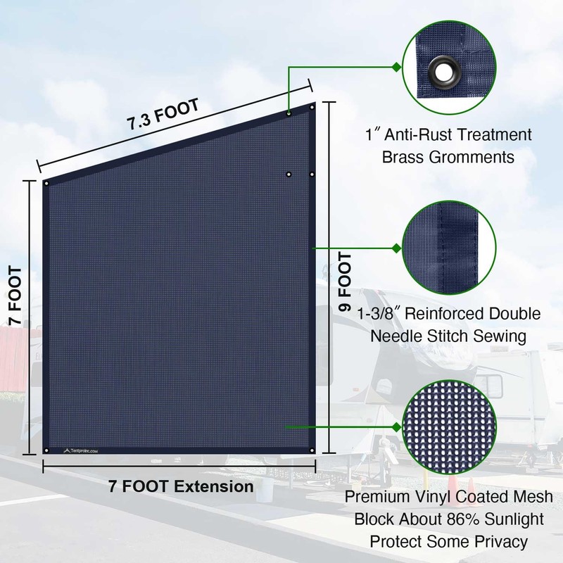 Tentproinc RV Awning Side Sun Shade Screen 9'X7' Mesh Sunshade