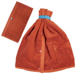 SOU by RAKUSE Sauna Hat (Washable, 2 Size Adjustment, Includes Pockets), Multifunctional, Sauna Goods (Towel, 100% Cotton), Men's, Women's, Large, Sauna Towel (Orange)
