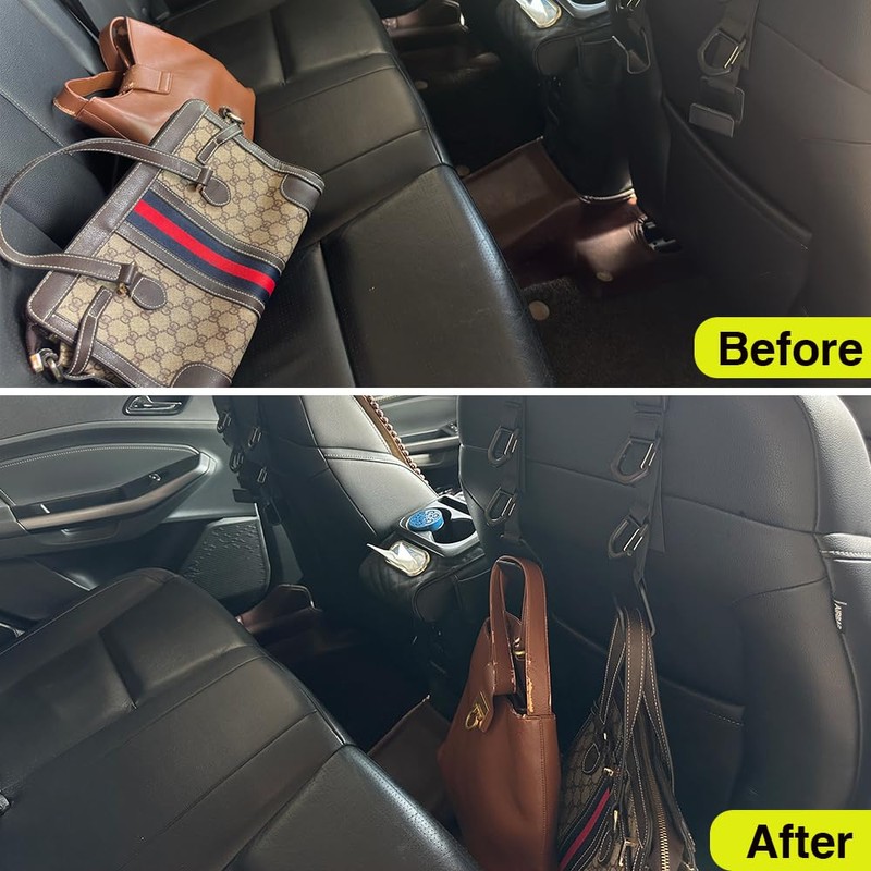BEATUNEE Car Headrest Hooks, Backseat Storage Organizer Hangers, Universal Vehicle