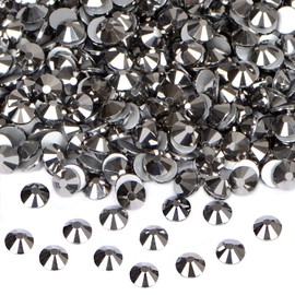 1440PCS Art Nail Rhinestones non Hotfix Glue Fix Round Crystals Glass Flatback for DIY Jewelry Making with one Picking Pen (ss20 1440pcs, Jet Hematite)