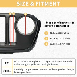 MAXDOM Grille Inserts Headlight Covers Set Fits for Jeep (2018-2023) Wrangler JL JLU (Orange, Sport/Sport S)