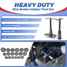 EVERESTWAY Heavy Duty Disc Brake Piston Caliper Compressor Wind Back Tool Universal Sets for Brake Pad Replacement with Hanger Hooks-28 Pieces