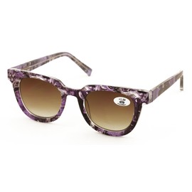 V.W.E. Women Reading Sunglasses - Gradient Tinted Reader - Marble Print Optical Frame UV Protection Glasses (Purple, 2.25, x)