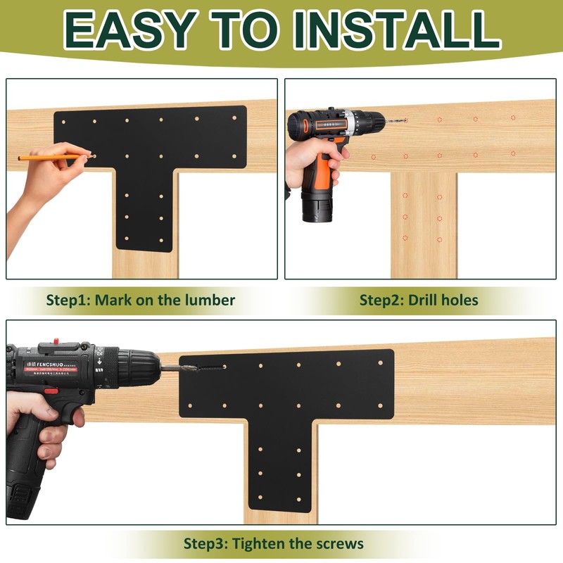 4 Pack 16.8x12'' T Post Brackets,T Flat Mending Plate,T Post