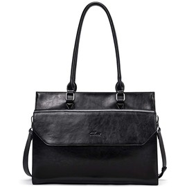 CLUCI Briefcase for Women Oil Wax Leather Vintage 15.6 Inch Laptop Business Shoulder Bag