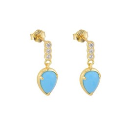 Arrow Turquoise Drop Zirconia Stud Earrings For Women Girls Minimalist 925 Fashion Sterling Silver 18k Gold Plated, Platinum Plated Hypoallergenic Jewellery with Gift box (18k Gold)