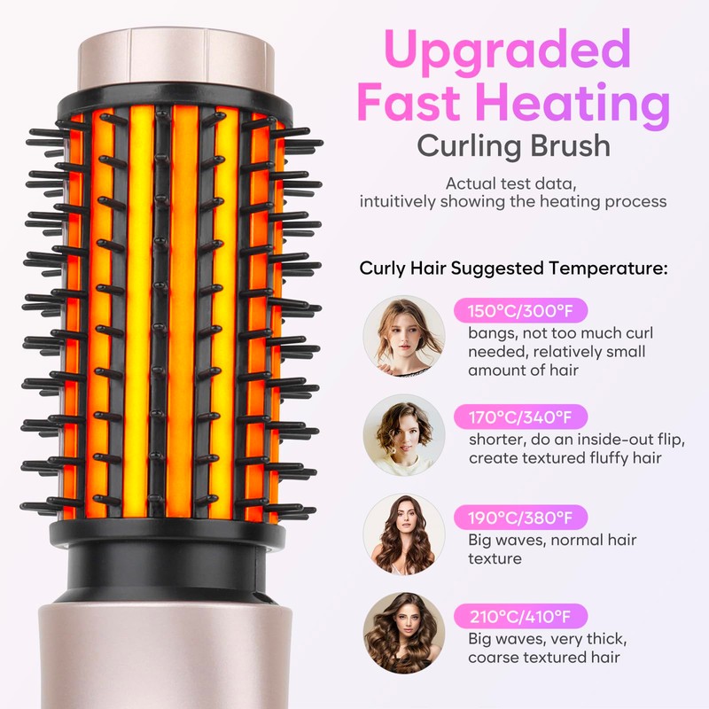 Cordless Curling Iron Brush, 3-in-1 Portable Curling Iron, 2024 New