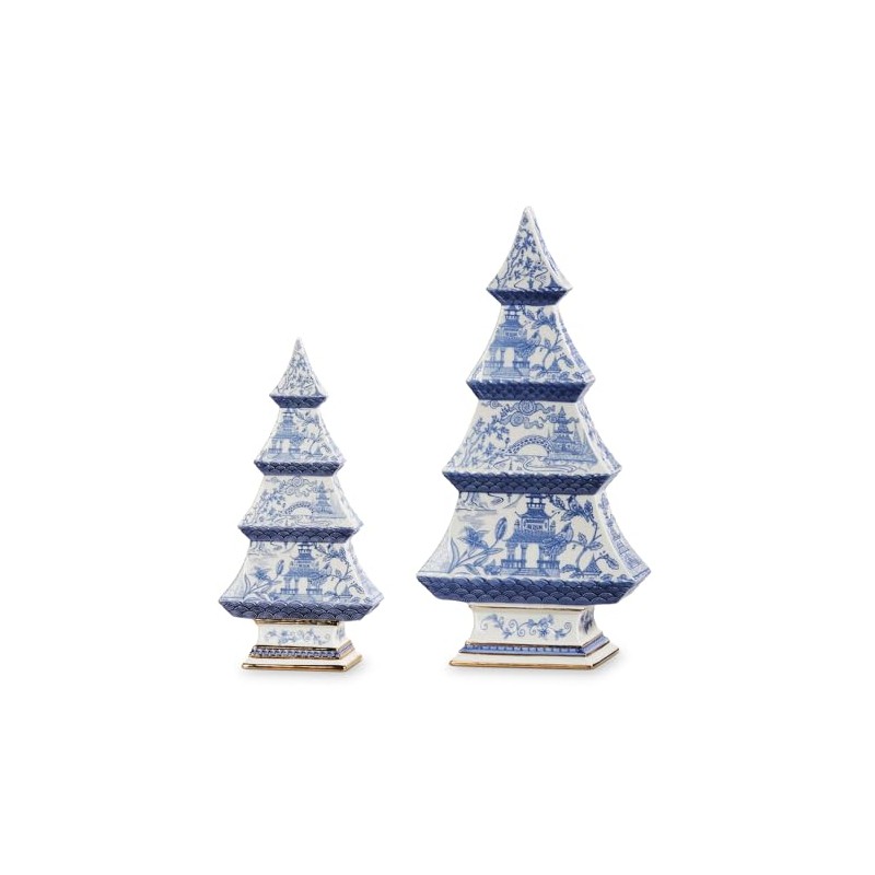 12.5" Blue Chinoiserie Trees
