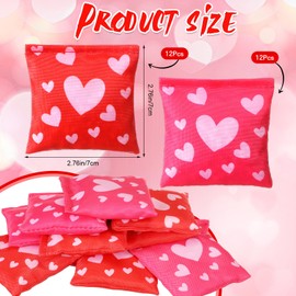 Foilswirl 24 Pieces Mini Cornhole Bags Nylon Toss Bean Bags Filled Corn Hole Bags Dual Sided Tossing Beanbags for Outdoor Family Games Hand Toss Games Party Supply, 2 Styles (Valentine's Day)