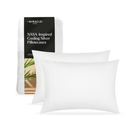 Miracle Made® Luxe Thermoregulating Pillow Cases - 2 Pack White, Standard- Miracle Clean & Cool™ Lyocell Fabric Silver-Infused 300-Thread-Count Ultra-Breathable Protector