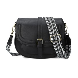 AFKOMST Crossbody Bag for Women Small Satchel and Shoulder Bag Vintage Saddle Handbags Vegan Leather