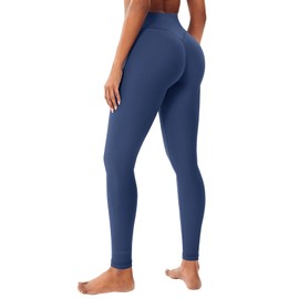 YEOREO Hidden Butt Scrunch Womens Workout Leggings Butt Lifting 28" Tummy Control Yoga Pants High Waist Edwine Legging Navy Blue S