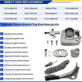 GOLKNHA Cylinder Piston Gasket Top End Rebuild Kit Compatible with Honda Recon 250 TRX250X TRX250EX TRX250TM TRX250TE 2001-2024 OEM#12315-HN6-010 12251-HN6-000