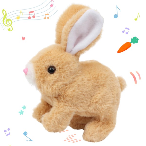 Hopearl Hopping Rabbit Interactive Electronic Pet Plush Bunny Toy with