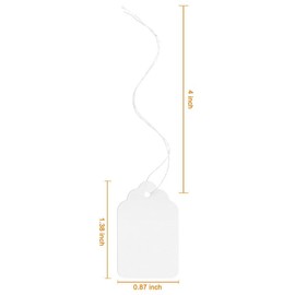 500Pcs White Price Tags, Pre-Tied Blank Price Tags Writable Gift Tags with String, Lace Display Label for Crafts Clothing Jewelry - 1.38 × 0.87 Inches