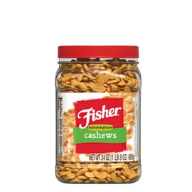Fisher Snack Cashew Halves and Pieces, 24 Ounces, Roasted with Sea Salt, No Artificial Colors or Flavors, 100% Recyclable