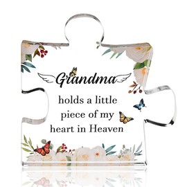 Grandma Memorial Plaques Puzzle Piece Sympathy Gifts for Loss of Grandmother Decorative Signage Bereavement Gifts for Loss of Nana Sentimental Butterfly Funeral Home Table Decorations Remembrance Gift