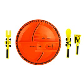 Constructive Eating Made in USA Construction, Dinosaur, and Garden Fairy Combo with 3 Utensil Sets and 3 Plates for Toddlers, Infants, Babies and Kids - Made With Materials Tested for Safety