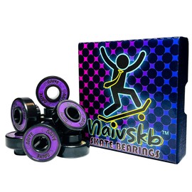 Naivskb Skate Bearings with Built-in Spacers, Six Ball 608 8mm Bearings Skateboard Longboard Cruiser Surfskate Quad Skates(Black Purple)