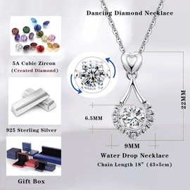 jiamiaoi Women's Necklace Heart Silver 925 Rose Pendant Chain Rose Flower Necklace with Cross, Leaf, Snowflake Pendant, Tree Pendant Saint Christopher Necklace Silver Men Women, Cubic Zirconia