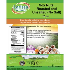 Soy Nuts, Roasted and Unsalted (No Salt) (16 oz, ZIN: 524722) - 3 Pack