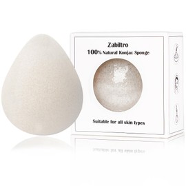 Zabiltro Natural Walnut Konjac Facial Sponges - Waterdrop- for Gentle Face Cleansing and Exfoliation Eco-Friendly - Skincare Face Body Washing Cleaning - with White Pure Konjac,1pc.