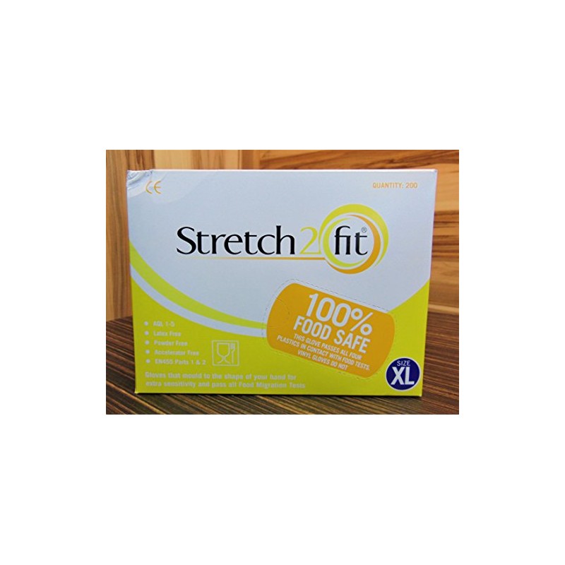 Stretch2Fit Latex-Free Unpowdered Gloves - XL Yellow - 200 Pack