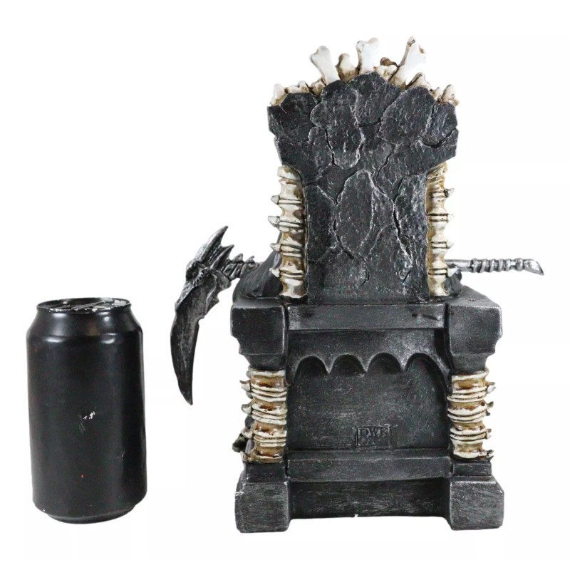 Black Holy Death Grim Reaper Sitting On Skeleton Skull Throne