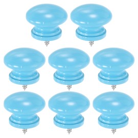 sourcing map 8Pcs Round Wood Drawer Knob, 1.3" x 1.02" Self-Tapping Solid Wood Handle Round Cabinet Knob Mushroom Shape Wooden Knobs for Furniture Dresser Wardrobe, Blue