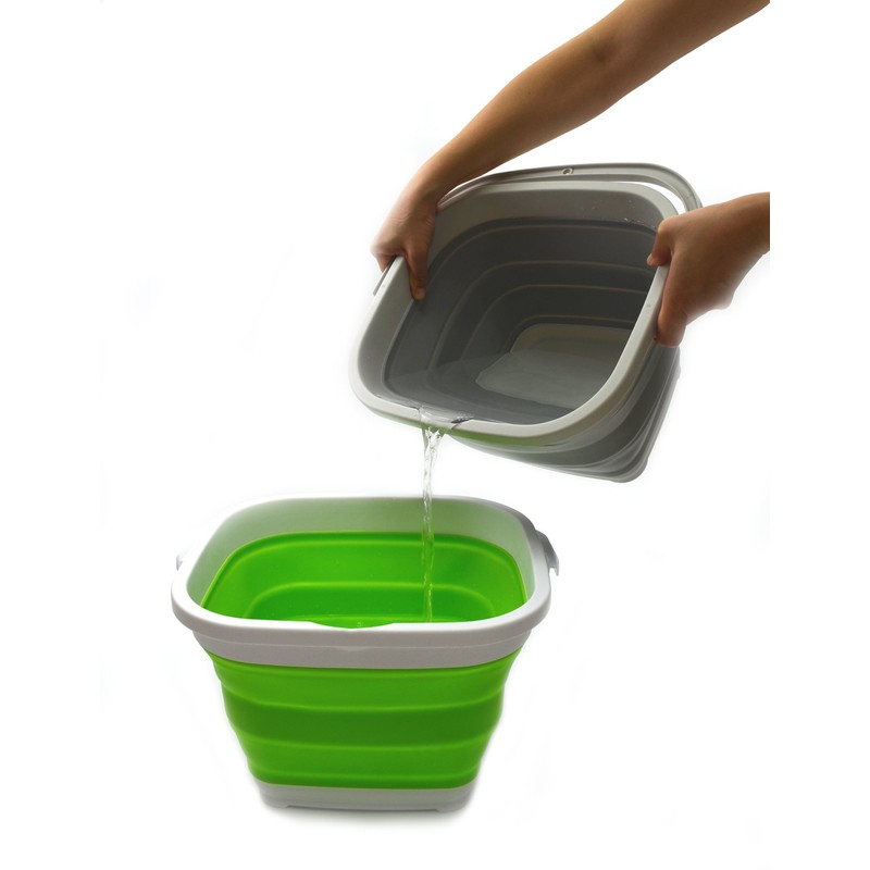 SAMMART 11L (2.9 Gallon) Collapsible Rectangular Handy Bucket/Tub(1, Grey)