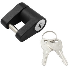 Kemcatui Black Trailer Hitch Coupler Lock - Reliable 1/4 Inch Dia, Convenient 3/4 Inch Span - Secure Tow Boat RV Truck Car's Coupler (1 Pack)