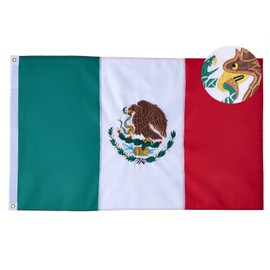 ROTERDON Mexican flag 3x5 FT Outdoor - Heavy Duty 240D Oxford Polyester Mexico Flag, Vibrant Colors and Fade Proof, Embroidered Eagle Sewn Stripes Bandera de Mexico Flag with Brass Grommets
