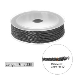 HARFINGTON 3mm Nylon Cord Beading String Chinese Knotting Cord Hand Knitting String Bracelet Thread for Bracelets, Beading, DIY Making, Ornaments, Silver Grey, 23ft