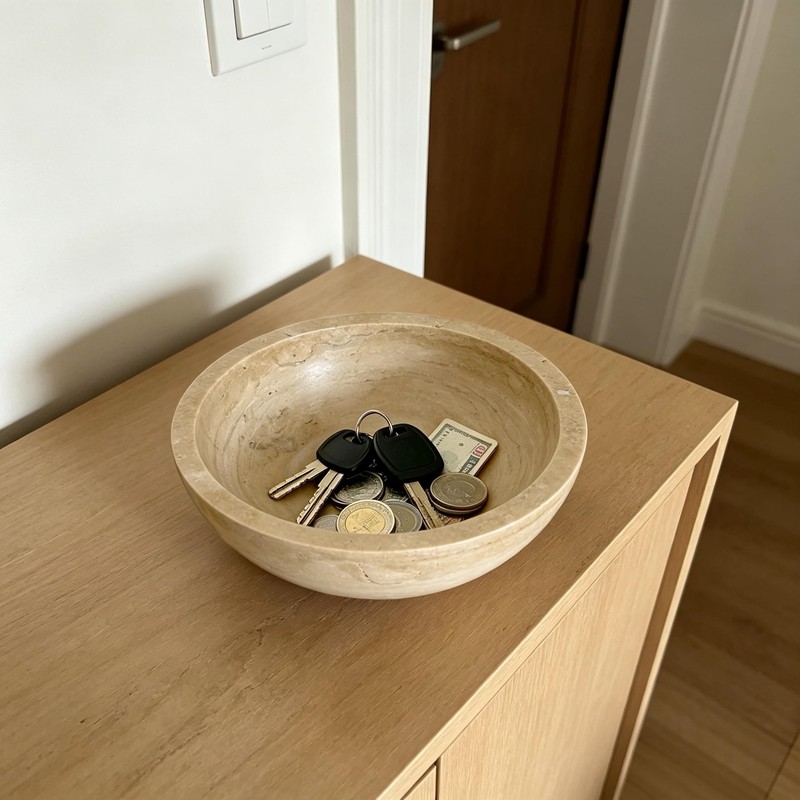 WILD WORKS Travertine Bowl, 6" Natural Stone Decorative Bowls for