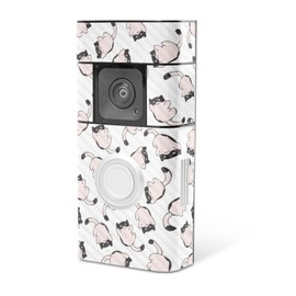 MightySkins Carbon Fiber Skin Compatible with Ring Video Doorbell Plus - Raining Cats | Protective, Durable Textured Carbon Fiber Finish | Easy to Apply