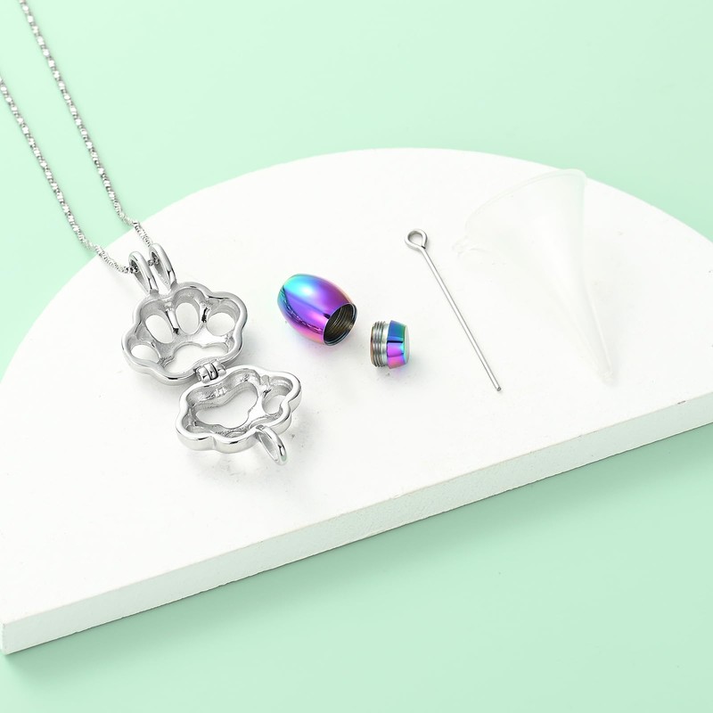 VCCWYQK Paw Print Urn Necklace for Ashes Cremation Jewelry Memorial