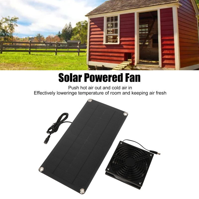 Solar Panel Fan Kit 20W Powered Mini Portable for Greenhouse