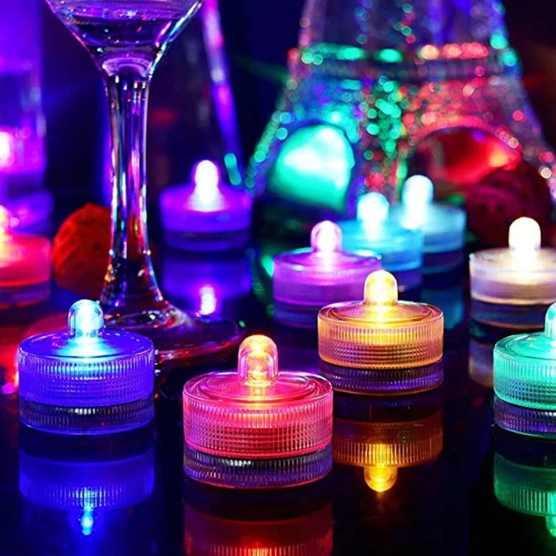 Lecute 12 Led Sumergible Luz Multicolor Centro Mesa Adorno Fiesta