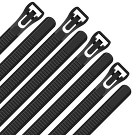 100Pcs 24 Inch Heavy Duty Industrial Zip Toes,Releasable Black Cable Ties, Nylon Adjustable Tie wrap,Reusable Zip Toes Tie Straps For Garden Plant Secure Vine, Home, Office Use
