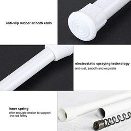 Curtain Tension Rod, 11.81-19.69 Inch Adjustable Small Spring Tension Rod Net Curtain Pole No-drilling Spring Loaded Curtain Rod, White,net curtain rod,net curtain rods extendable