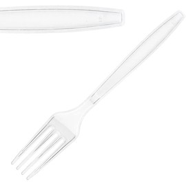 200 Clear Reusable Forks Strong Heavy Duty (Washable & Reusable)